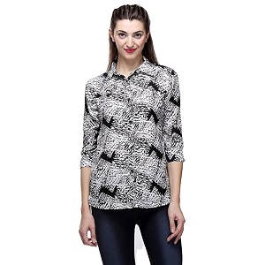 Teemoods Womens 3 4 Sleeve Crepe Shirt
