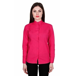 Teemoods Womens Cotton Shirt Pintuck Yoke Full