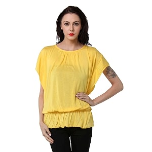 Teemoods Womens Short Sleeve Blouson Top -