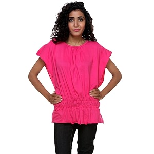 Teemoods Womens Short Sleeve Blouson Top -