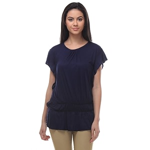 Teemoods Womens Short Sleeve Blouson Top -