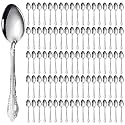 Teenyyou 100 Pieces Soup Spoons Set 7 Inch Stainless Steel Silverware Dinner Spoons Bulk Metal Tablespoons for Home Restaurant Kitchen Dishwasher Safe