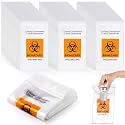 Teenyyou 300 Pcs Orange Biohazard Specimen Bags 6" x 9" Laboratory Sample Bag with Biohazard Logo Top Sealable Suitable for Lab Test Facilities with External Document Bag (6 x 9 Inch)