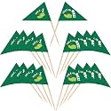 Teenyyou 50 Pcs Golf Cupcake Toppers Hole in One Birthday Decorations 1st Golf Cocktail Picks Mini Stick Cupcake Toppers Flags for Baby 1st Birthday Party Food Bar Decorations Supplies(Green)