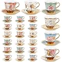 Teenyyou Set of 24 Tea Cups and Saucers, Stylish Style, 5.4 oz
