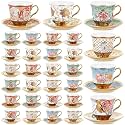 Teenyyou Set of 36 Tea Cups and Saucers, Stylish Style, 5.4 oz