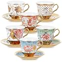 Teenyyou Set of 6 Tea Cups and Saucers, Stylish Style, 5.4 oz