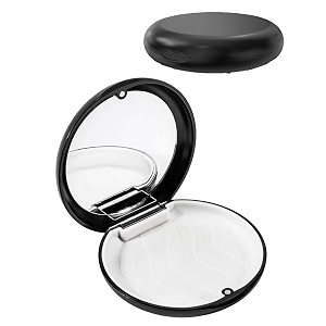 teeth aligner denture box case retainer case slim aligner case - retainer case with mirror travel-friendly easy to clean with non-slippery grip not includ denture black