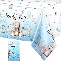 Tegeme 1 Pack Bear Baby Shower Tablecloths 54 x 108 Inch, Blue