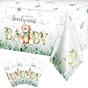 Tegeme 3 Pack Bear Baby Shower Tablecloths 54 x 108 Inch, Green