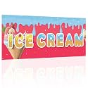 Tegeme Ice Cream Banners Sign 3 x 8 ft/ 36 x 96 Inches Ice Cream Flag Oxford Fabric Banners with 10 Holes for Business Store Outside