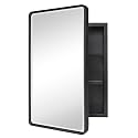 TEHOME Farmhouse Black Recess Bathroom Medicine Cabinet w/Bevel Mirror 16x24