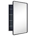 TEHOME Farmhouse Black Recessed Bathroom Medicine Cabinet with Mirror 21x34