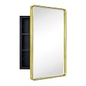 TEHOME Farmhouse Brushed Gold 16x24 Brass Recessed Medicine Cabinet