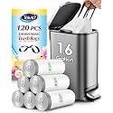 Teivio 1.6 Gallon 120 Counts Strong Drawstring Trash Bags Garbage Bags, Small Bathroom Trash Can Liners, Plastic Waste Basket Liners for Home Office Kitche, White