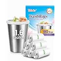 Teivio Small Clear Trash Bags 1.6 Gallon 180 Count Unscented Garbage Bags
