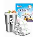 Teivio Small Clear Trash Bags 5 Gallon 90 Count Bathroom Kitchen Garbage Bags