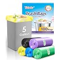 Teivio Colorful Clear Trash Bags 5 Gallon 100 Count Kitchen Garbage Bags
