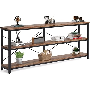 tekavo engineered wood console table for living room  180 cm  entryway table with shelf storage shelf  sofa side table  hallway furniture  brown  diy