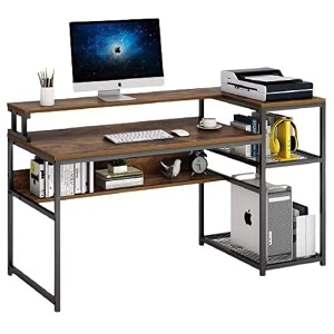 tekavo malto computer table for home pc  office table for home  with book shelf study table with hutch modern workstation black amp white wood metal 120 cm x 60 cm x 75 cm - diy