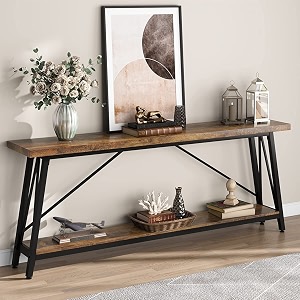 tekavo engineered wood console tables for living room  entryway table  120 cm long  rustic color  long narrow hallway tablediy