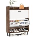 TEKAVO Shoe Cabinet for Home, Shoe Storage Rack for Living, Wooden Shoe Storage with Flip Drawers, 2 Large Storage/DIY (90L x 32W x 109H cm)