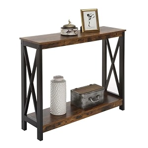 tekavo narrow console table long sofa table entry table with for entryway hallway living room brown-120 l x 30 w x 80 h cm