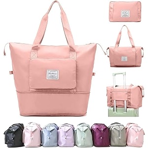 tekcool nylon 41 liter expandable travel bags for women duffle bags for women luggage foldable vanity traveling bag waterproof hand bag for ladies personal itemspeach
