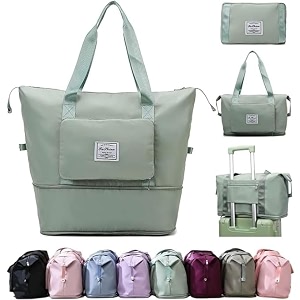 tekcool nylon 41 liter expandable travel bags for women duffle bags for women luggage foldable vanity traveling bag waterproof hand bag for ladies personal itemsgreen