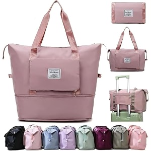 tekcool nylon 41 liter expandable travel bags for women duffle bags for women luggage foldable vanity traveling bag waterproof hand bag for ladies personal itemspink