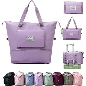 tekcool nylon 41 liter expandable travel bags for women duffle bags for women luggage foldable vanity traveling bag waterproof hand bag for ladies personal itemspurple