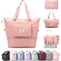 TEKCOOL Nylon 41 Liter Expandable Travel Bags for Women, Duffle Bags for Women Luggage, Foldable Vanity Traveling Bag, Waterproof Hand Bag for Ladies Personal Items(Peach).