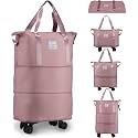TEKCOOL Pink Rolling Duffel Bag, 15 x 2 x 40 cm, Water Resistant, Multi Compartment, Adjustable Shoulder Strap