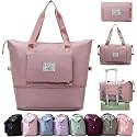 TEKCOOL Nylon 41 Liter Expandable Travel Bags for Women, Duffle Bags for Women Luggage, Foldable Vanity Traveling Bag, Waterproof Hand Bag for Ladies Personal Items(Pink),