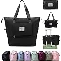 TEKCOOL Nylon 41 Liter Expandable Travel Bags for Women, Duffle Bags for Women Luggage, Foldable Vanity Traveling Bag, Waterproof Hand Bag for Ladies Personal Items(Black)