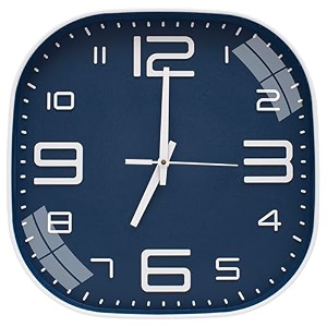 tekcool plastic analogue wall clock 1234 silent quartz decorative latest wall clock non-ticking classic clock battery operated round easy to read for roomhomekitchenbedroomofficeschoolblue39