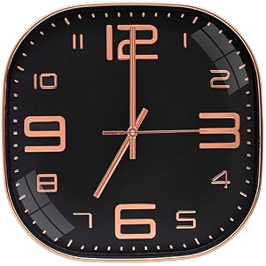 tekcool plastic analogue wall clock 1234 silent quartz decorative latest wall clock non-ticking classic clock battery operated round easy to read for roomhomekitchenbedroomofficeschoolrose black39