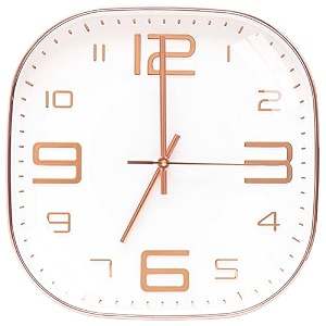 tekcool plastic analogue wall clock 1234 silent quartz decorative latest wall clock non-ticking classic clock battery operated round easy to read for roomhomekitchenbedroomofficeschoolrose white39