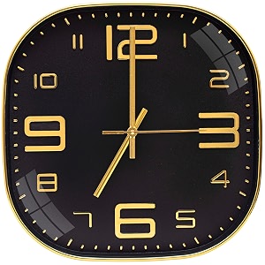 tekcool plastic analogue wall clock 1234 silent quartz decorative latest wall clock non-ticking classic clock battery operated round easy to read for roomhomekitchenbedroomofficeschoolblack gold39