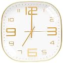 TEKCOOL Plastic Analogue Wall Clock 12" Silent Quartz Decorative Latest Wall Clock Non-Ticking Classic Clock Battery Operated Round Easy to Read for Room/Home/Kitchen/Bedroom/Office/School.White gold'