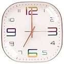 TEKCOOL Plastic Analogue Wall Clock 12" Silent Quartz Decorative Latest Wall Clock Non-Ticking Classic Clock Battery Operated Round Easy to Read for Room/Home/Kitchen/Bedroom/Office/School.Rainbow'