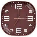 TEKCOOL Plastic Analogue Wall Clock 12" Silent Quartz Decorative Latest Wall Clock Non-Ticking Classic Clock Battery Operated Round Easy to Read for Room/Home/Kitchen/Bedroom/Office/School.Brown'