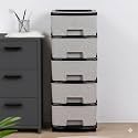 TEKCOOL Plastic Drawer Organizer Self Standard Rectangular Multi Purpose Modular Drawer System Large Chest of Drawer Organizer for Home Office,Product Dimension When assembeled (5XL, Grey hex);: