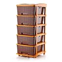 TEKCOOL Plastic Drawer Organizer Self Standard Rectangular Multi Purpose Modular Drawer System Large Chest of Drawer Organizer for Home Office,Product Dimension When assembeled (5XL, Coffee);: