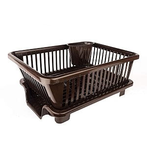 tekcool plastic durable kitchen drainer dish rack organizerdrying tray dish rack with drying tray green 45 x 32 x 18 cm brown