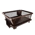 TEKCOOL Plastic Durable Kitchen Drainer Dish Rack Organizer/Drying Tray, Dish Rack with Drying Tray (Green, 45 x 32 x 18 cm, Brown)