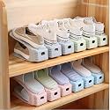 TEKCOOL Plastic Shoe Slots Organizer Space Saver Double Deck Shoe Rack Adjustable Shoe Slots For Closet Organization (Pack Of 2) (Multicolor)