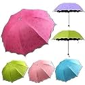 TEKCOOL Travel Mini Folding Compact Umbrella with Case, Manual Open 6 Ribs Lightweight Portable, Small Sun & Rain Pocket Umbrella for Girls and Women- Use in Rain & Summer