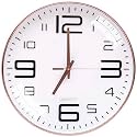 TEKCOOL Wall Clock 12" Silent Quartz Decorative Latest Wall Clock Non-Ticking Classic Clock Battery Operated Round Easy To Read For Room/Home/Kitchen/Bedroom/Office/School-Analog, Plastic White copper