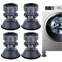TEKCOOL Washing Machine Vibration Pads/Bracket Base for Washing Machine/Refrigerator Stand with Height Adjustment Feet/Washing Machine Stand/Floor Trays/Stands with Anti-Slip Rubber (Grey-4 Pcs Set)